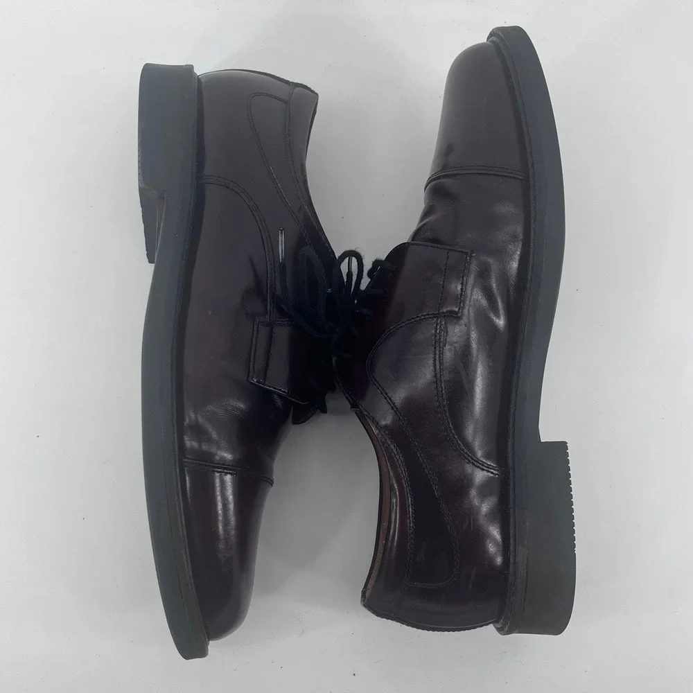 Johnston & Murphy Mens Burgundy Leather Cap Toe Derby Shoes 020-1253 8.5W